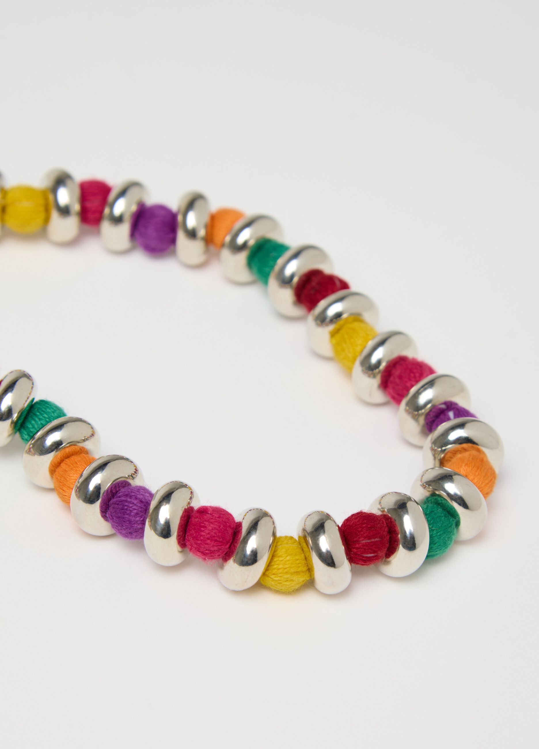 Multicoloured necklace with pompom