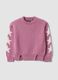 Pink cotton-blend jumper with jacquard stars for girls_0