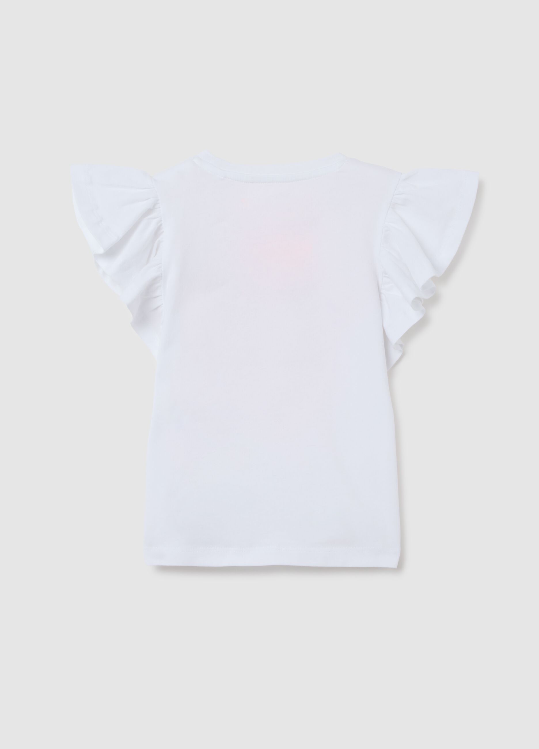 T-shirt da bambina in cotone elasticizzato bianca