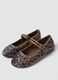 Brown animal print ballet flats with strap for girls_2