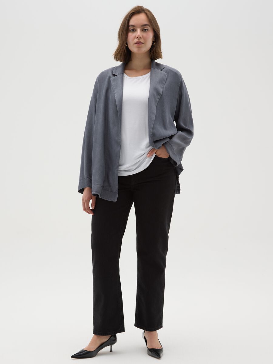 Women's grey regular fit blazer in pure Lyocell_1