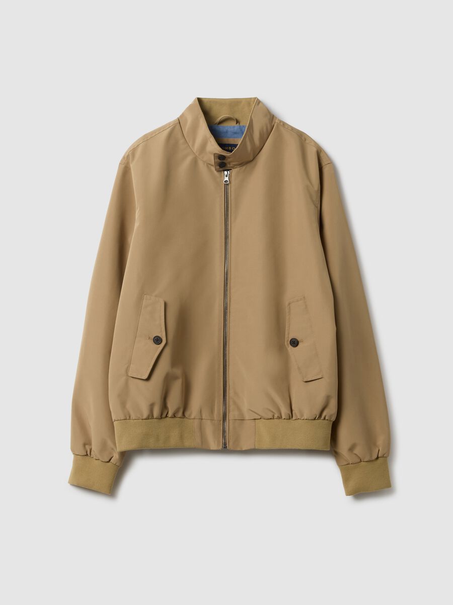 Beige regular fit jacket with zip_4