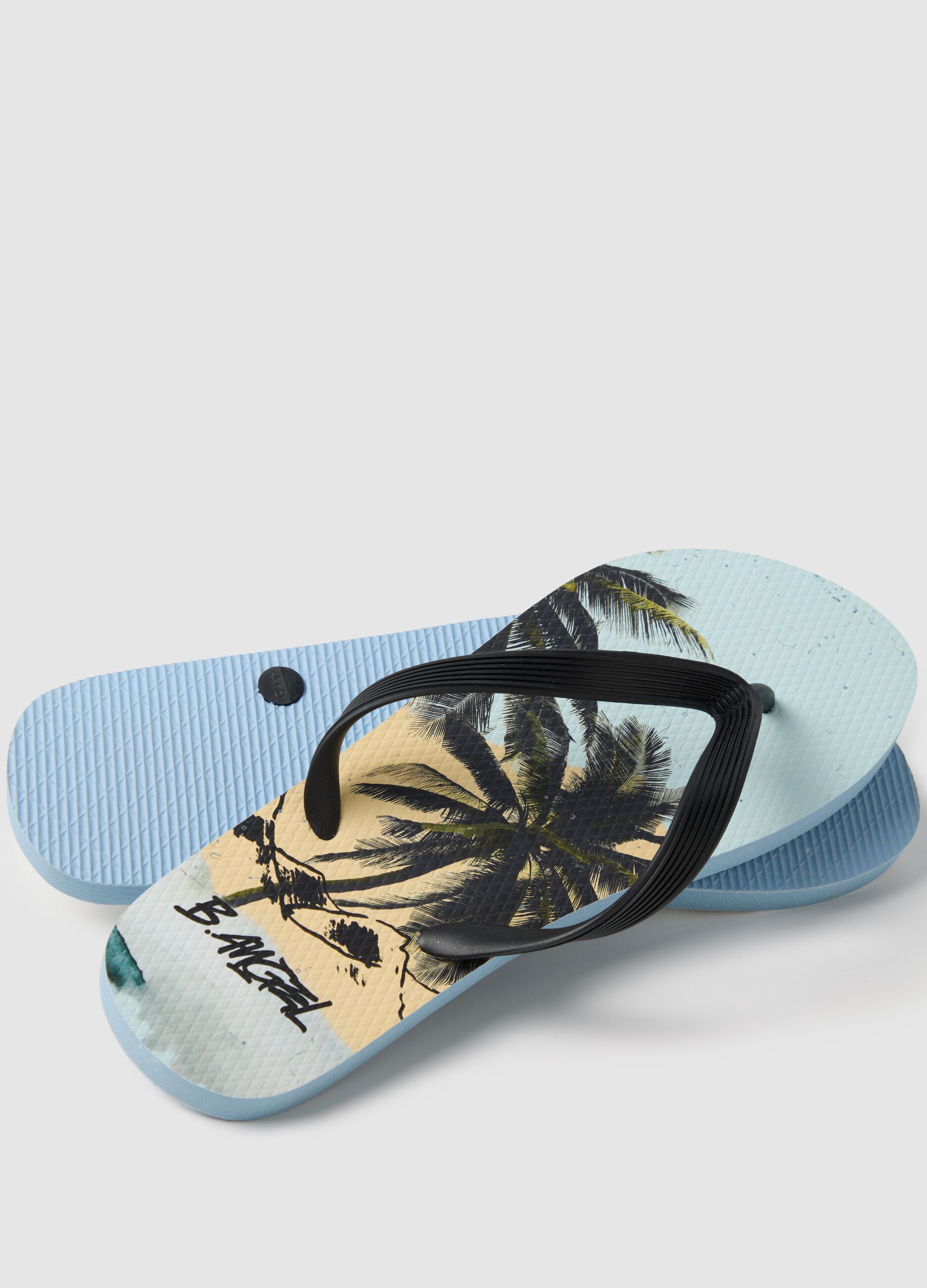 Men's Multicolour Flip-Flops with Tropical Print