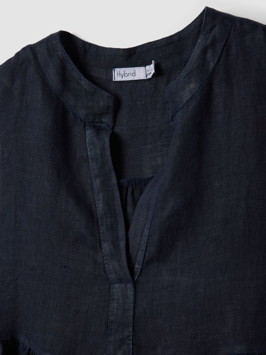 Abito blu smanicato in puro lino regular fit_5