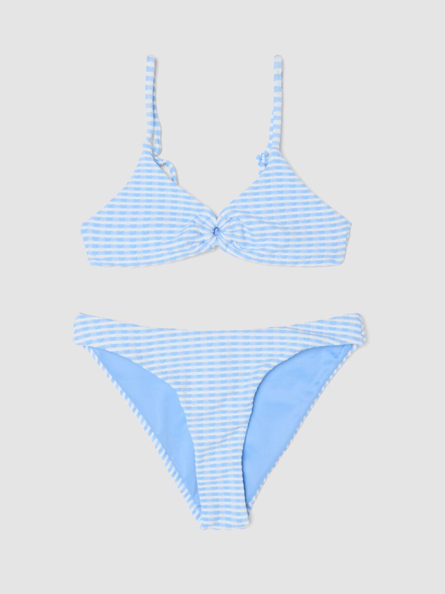 Blue striped bikini for girls_0