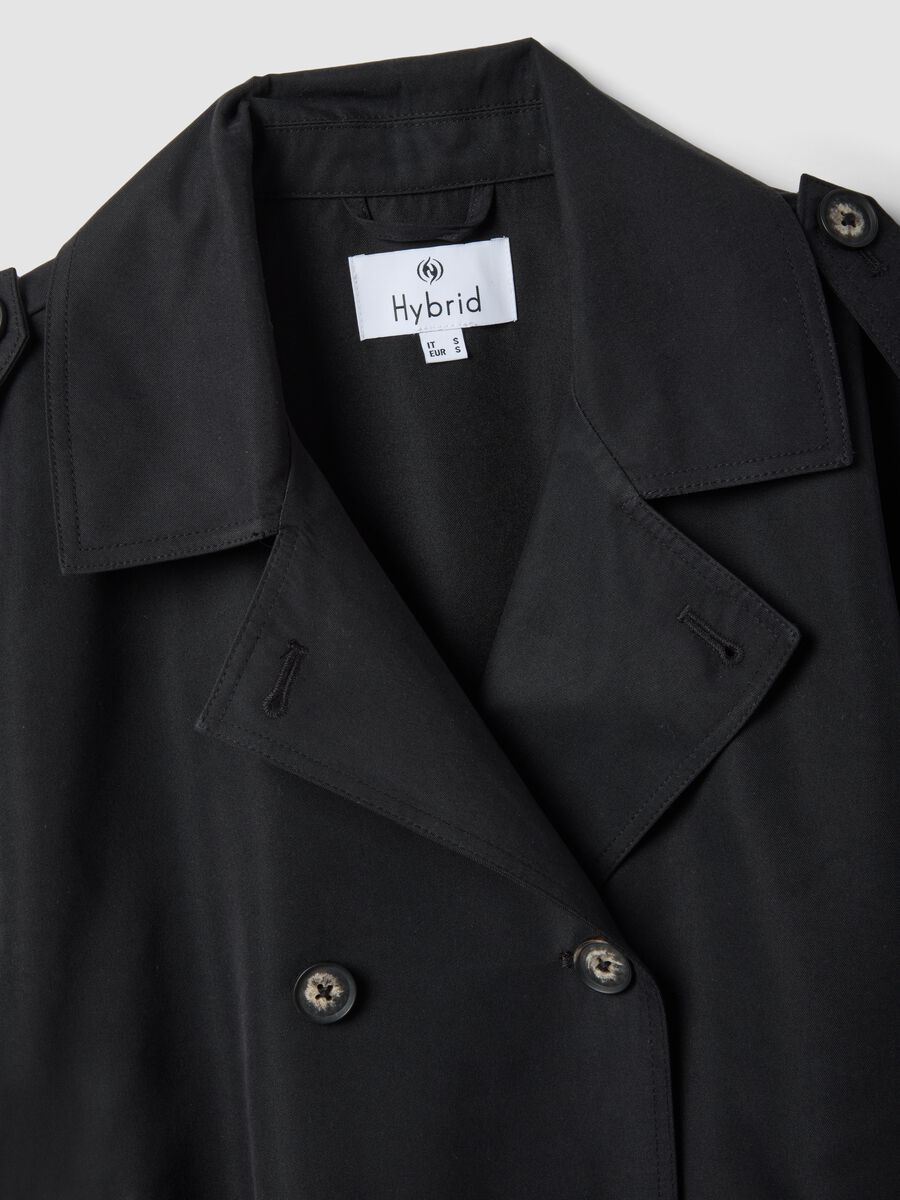 Giacca leggera doppiopetto nera regular fit con cintura_5