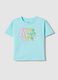 Girls' blue cotton t-shirt, regular fit with text_0