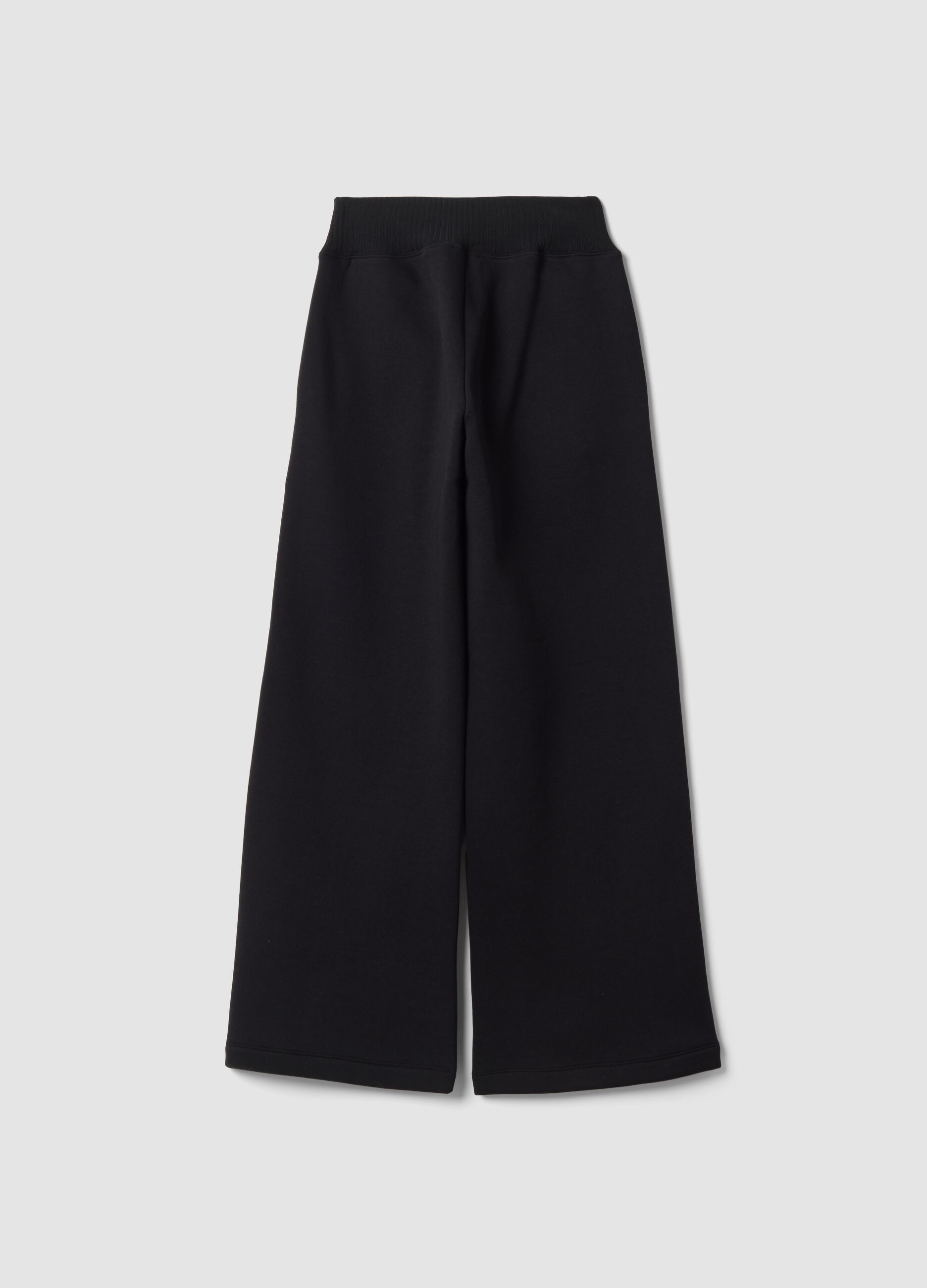 Black cotton-blend fleece straight-fit trousers