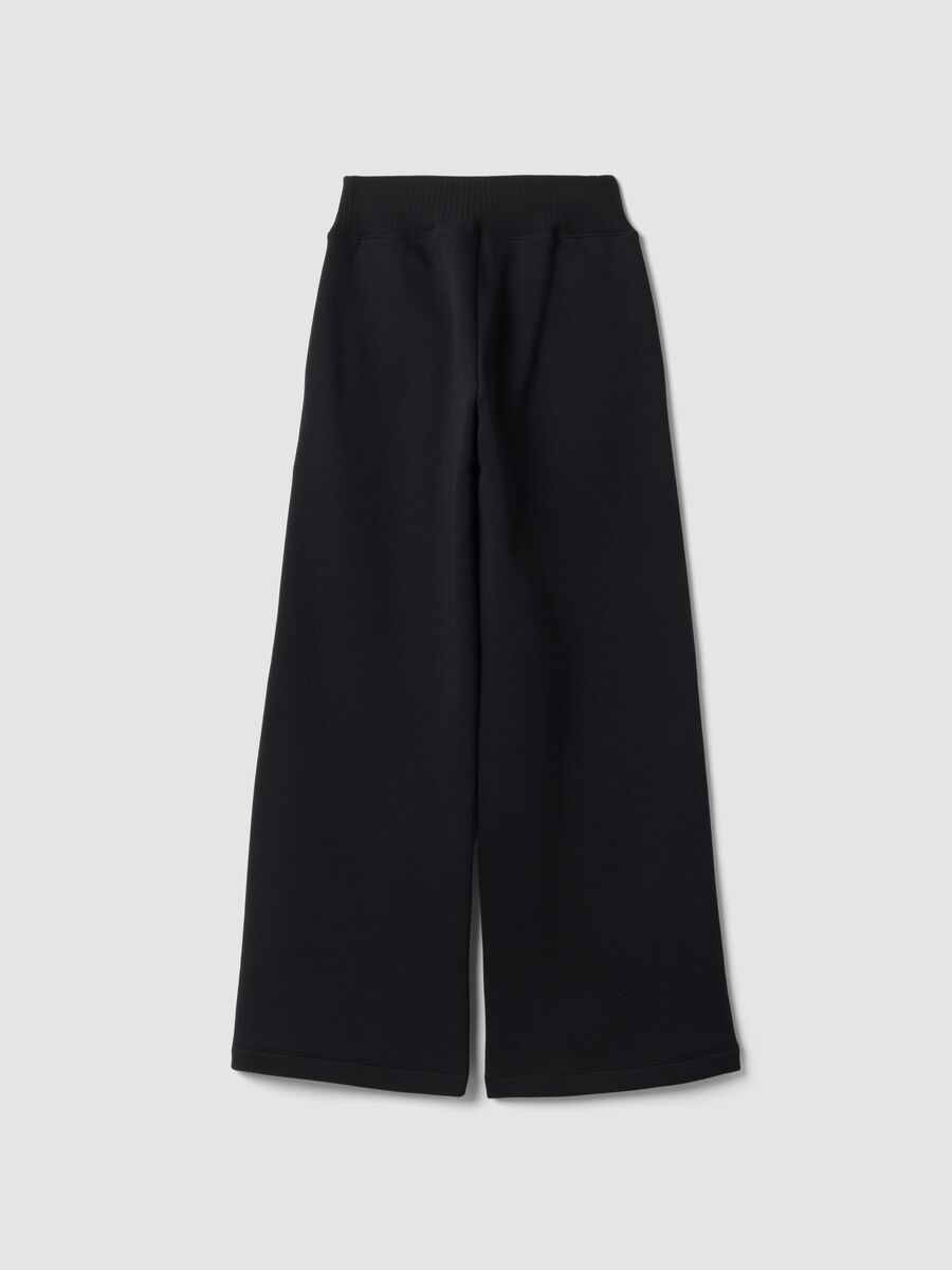 Pantaloni neri in misto cotone fleece straight fit_2