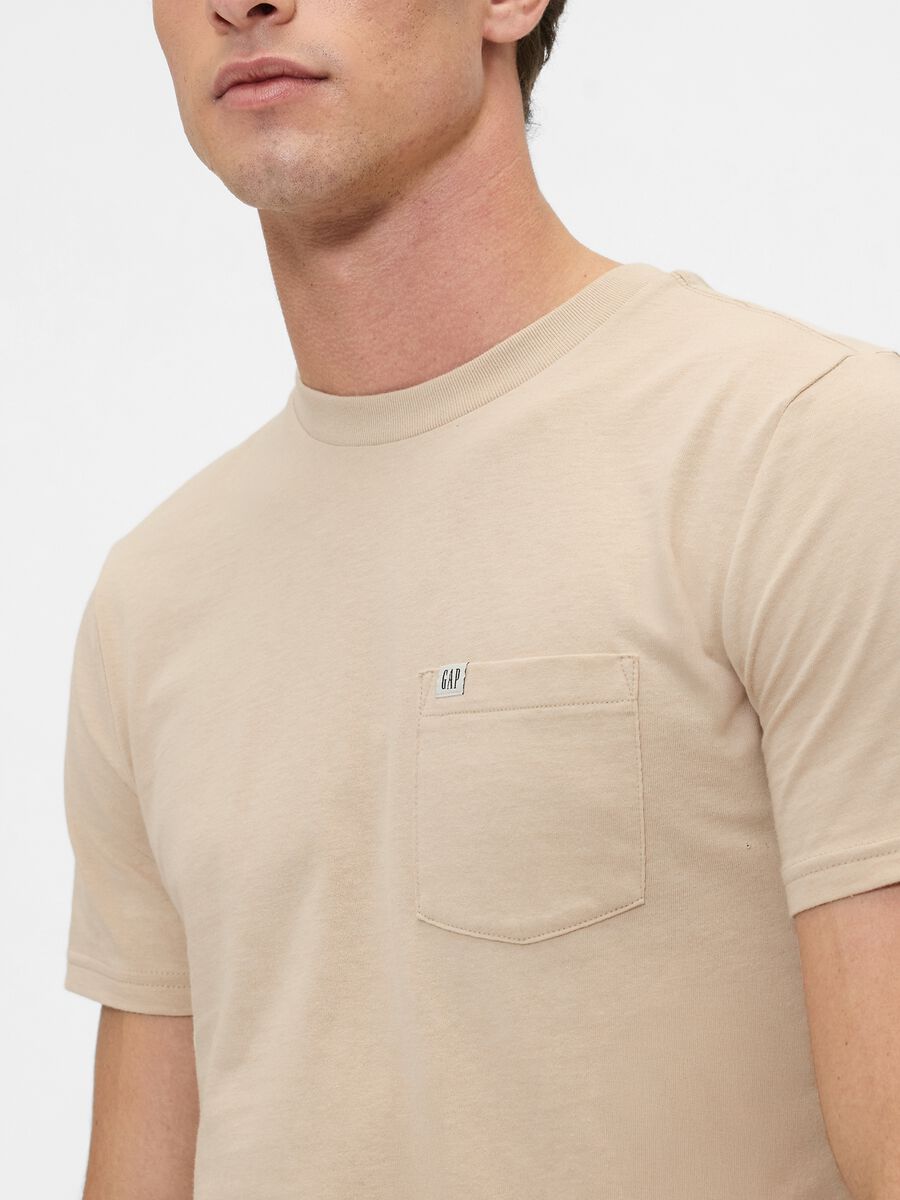 Beige Cotton Short Sleeve T-shirt_3