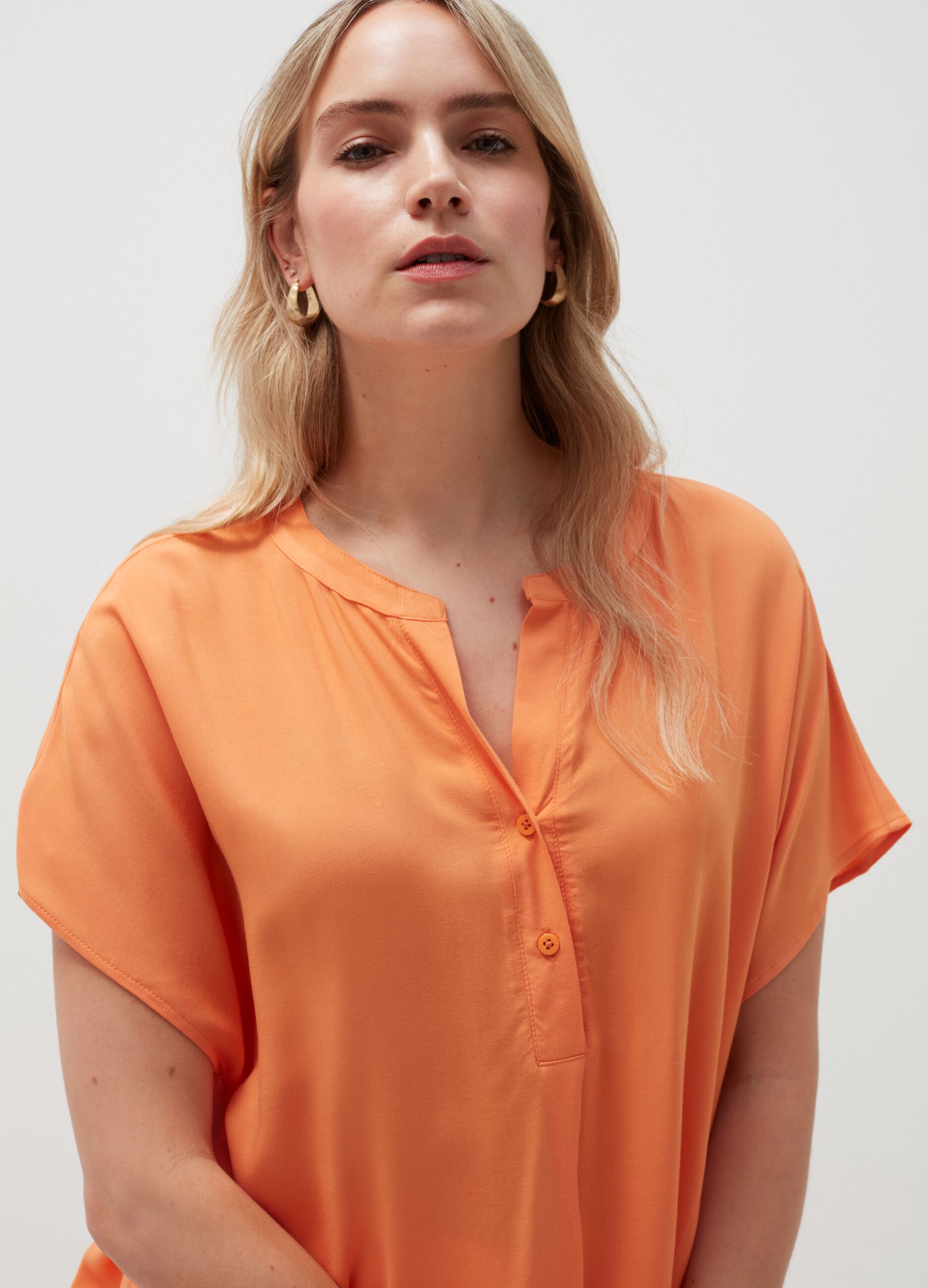 Blusa in viscosa con bottoni Curvy MYA_0