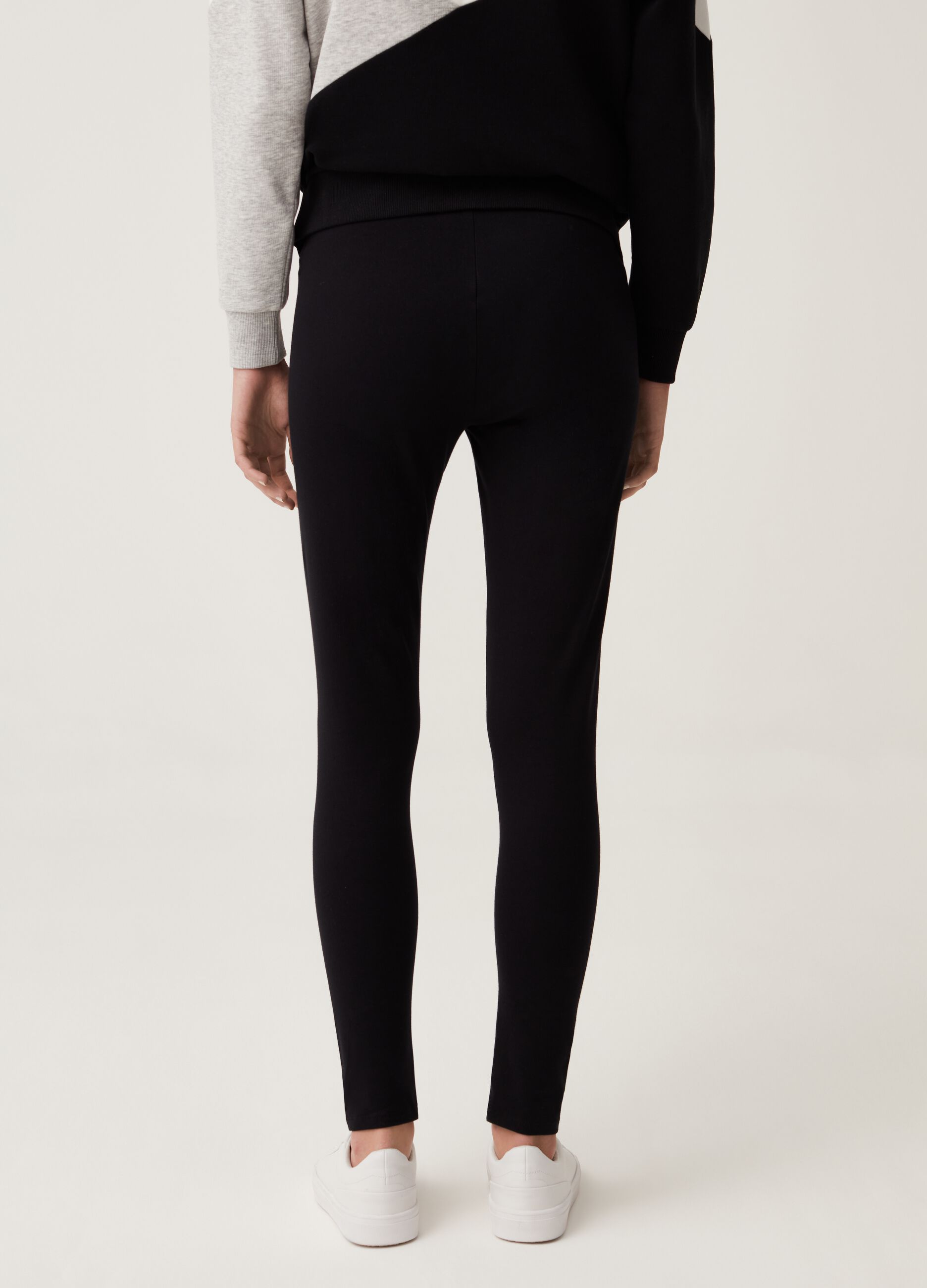 Fitness leggings in stretch cotton