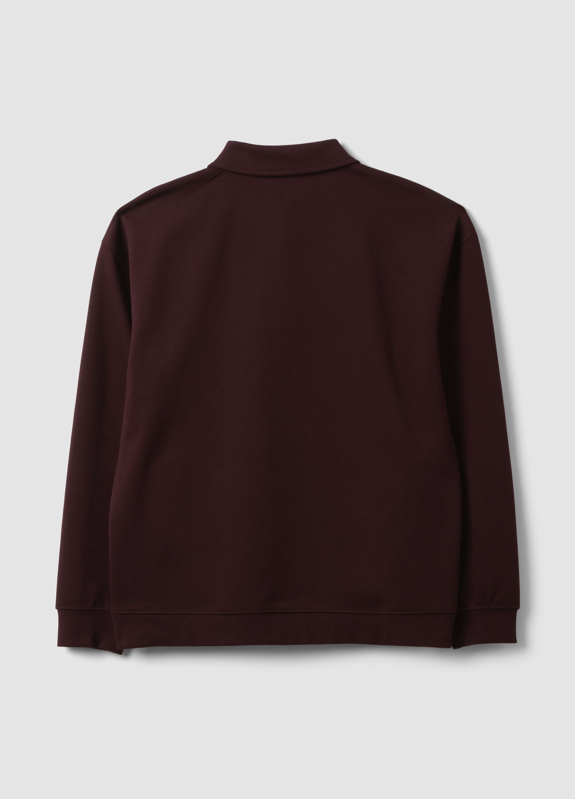 Brown stretch polo-collar sweatshirt, relaxed fit