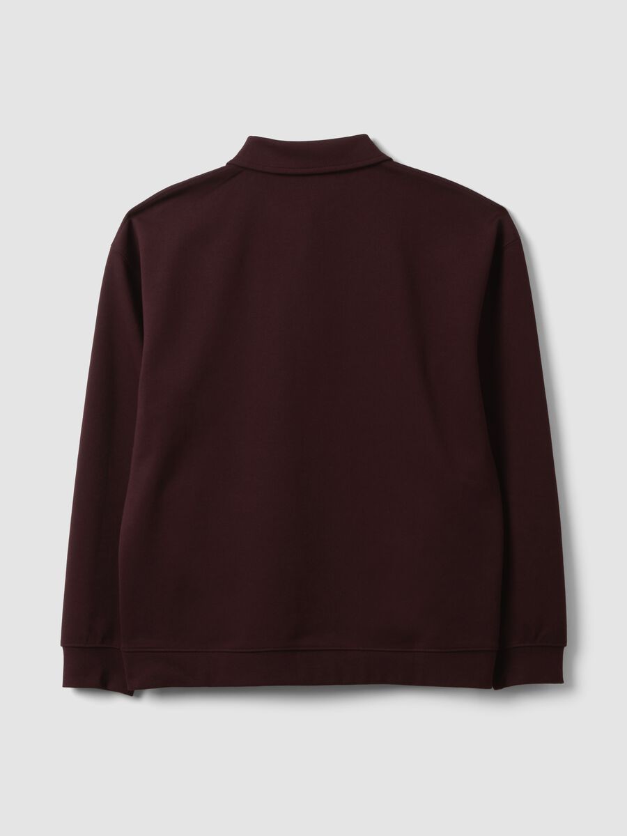 Felpa marrone in tessuto elasticizzato con collo polo relaxed fit_6