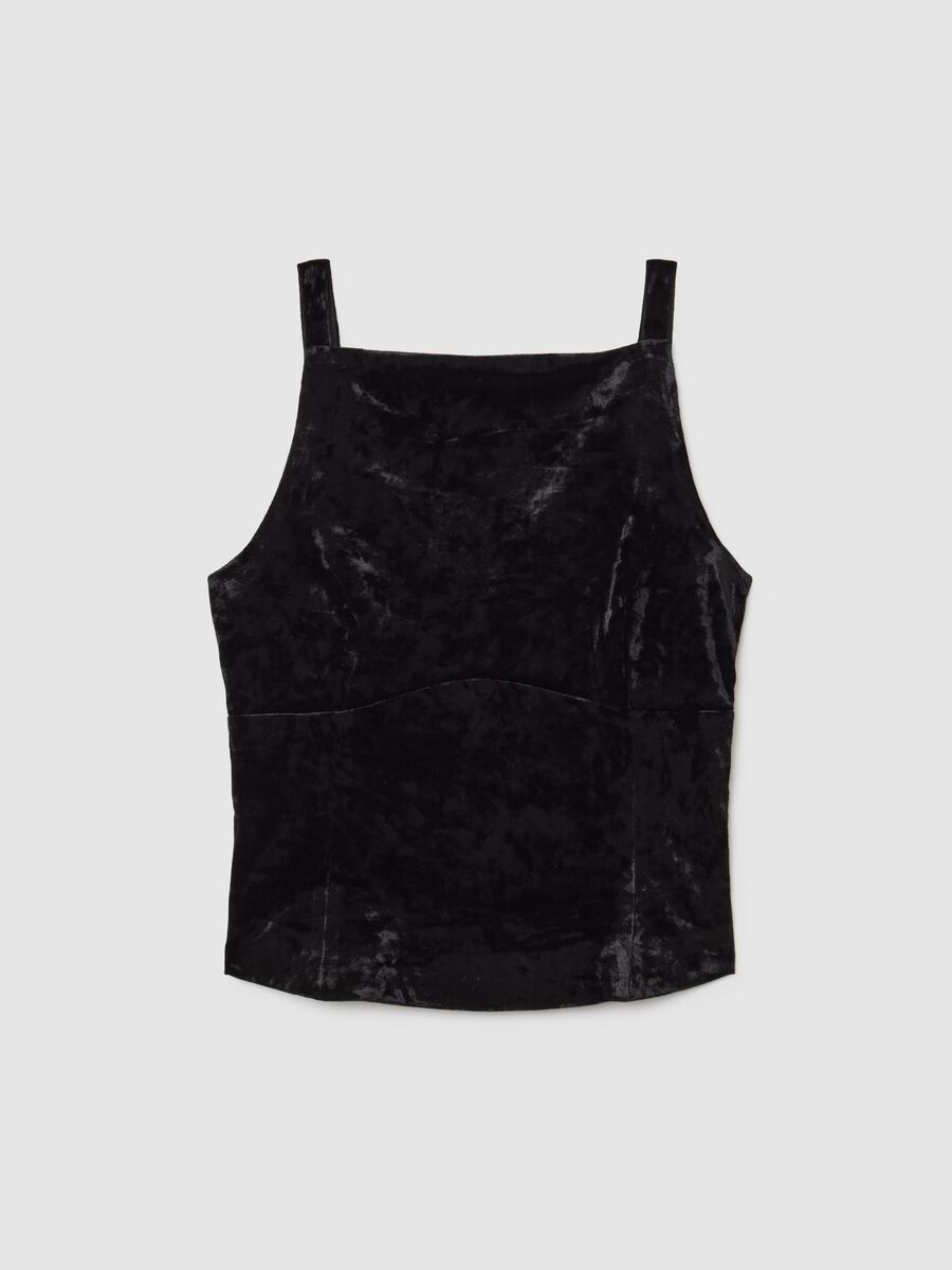 Canotta in velour nero regular fit_4