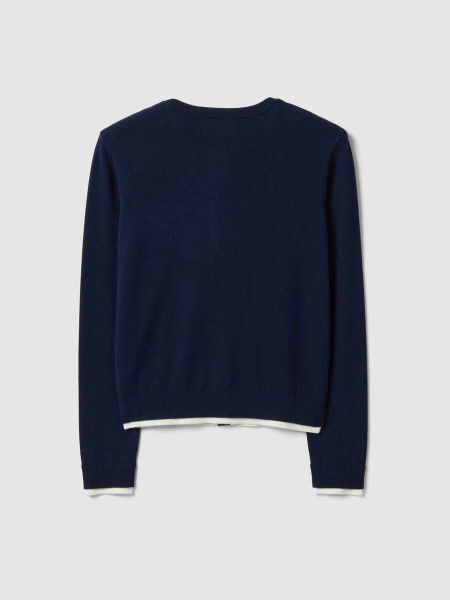 Blue viscose-blend cardigan in plain knit_5
