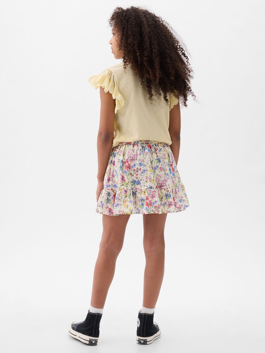 Skort with flounce and floral print_1