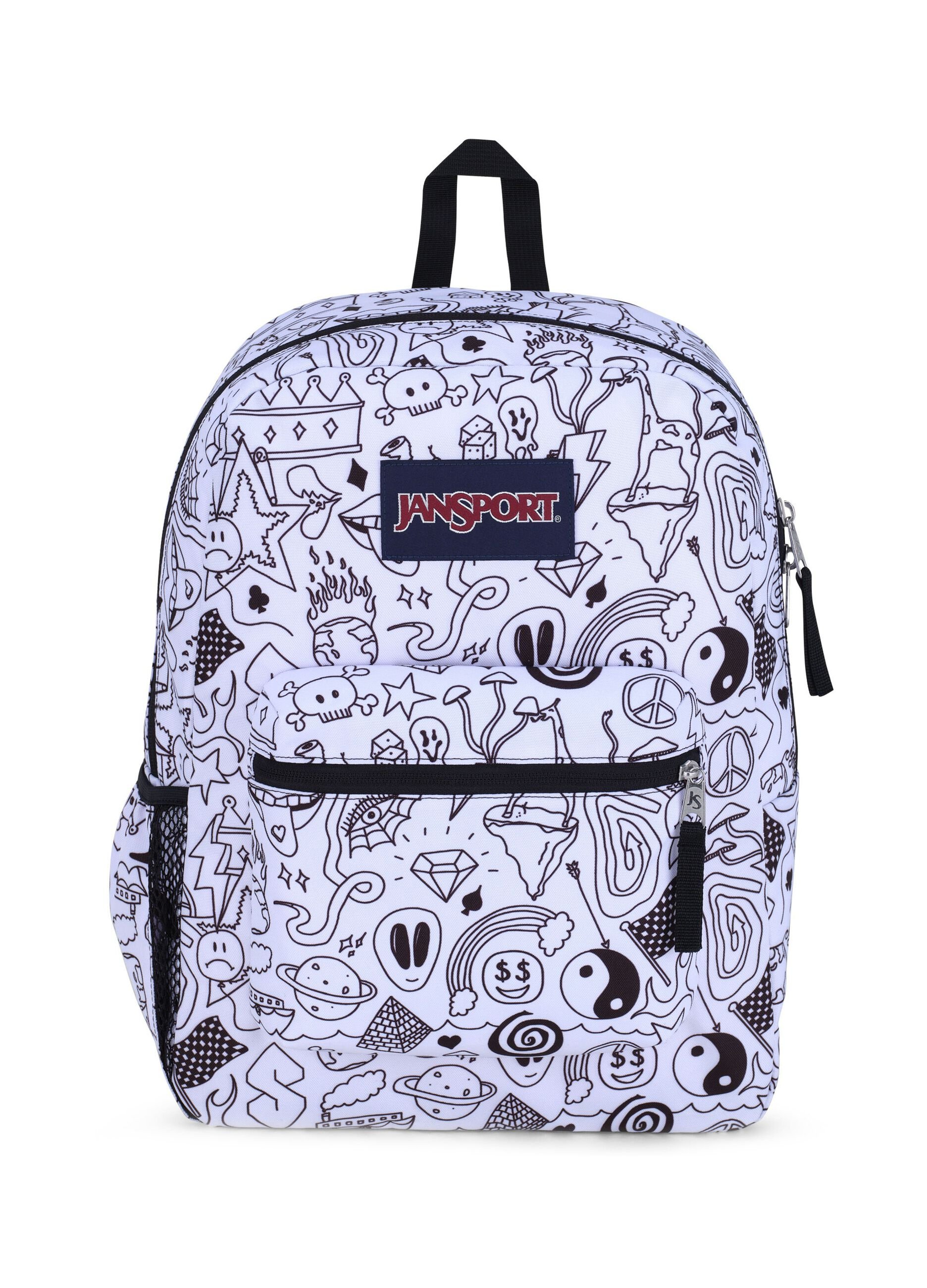 Cross Town backpack with black and white symbols