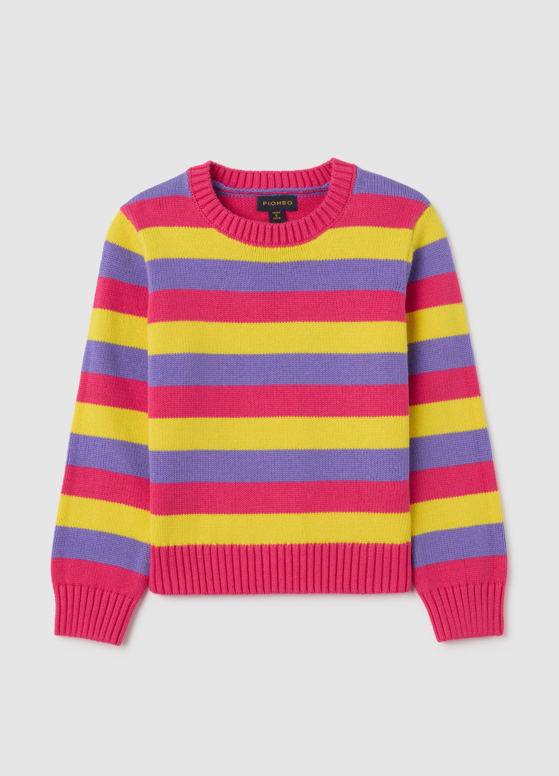 Girls' multicoloured regular fit pure cotton pullover