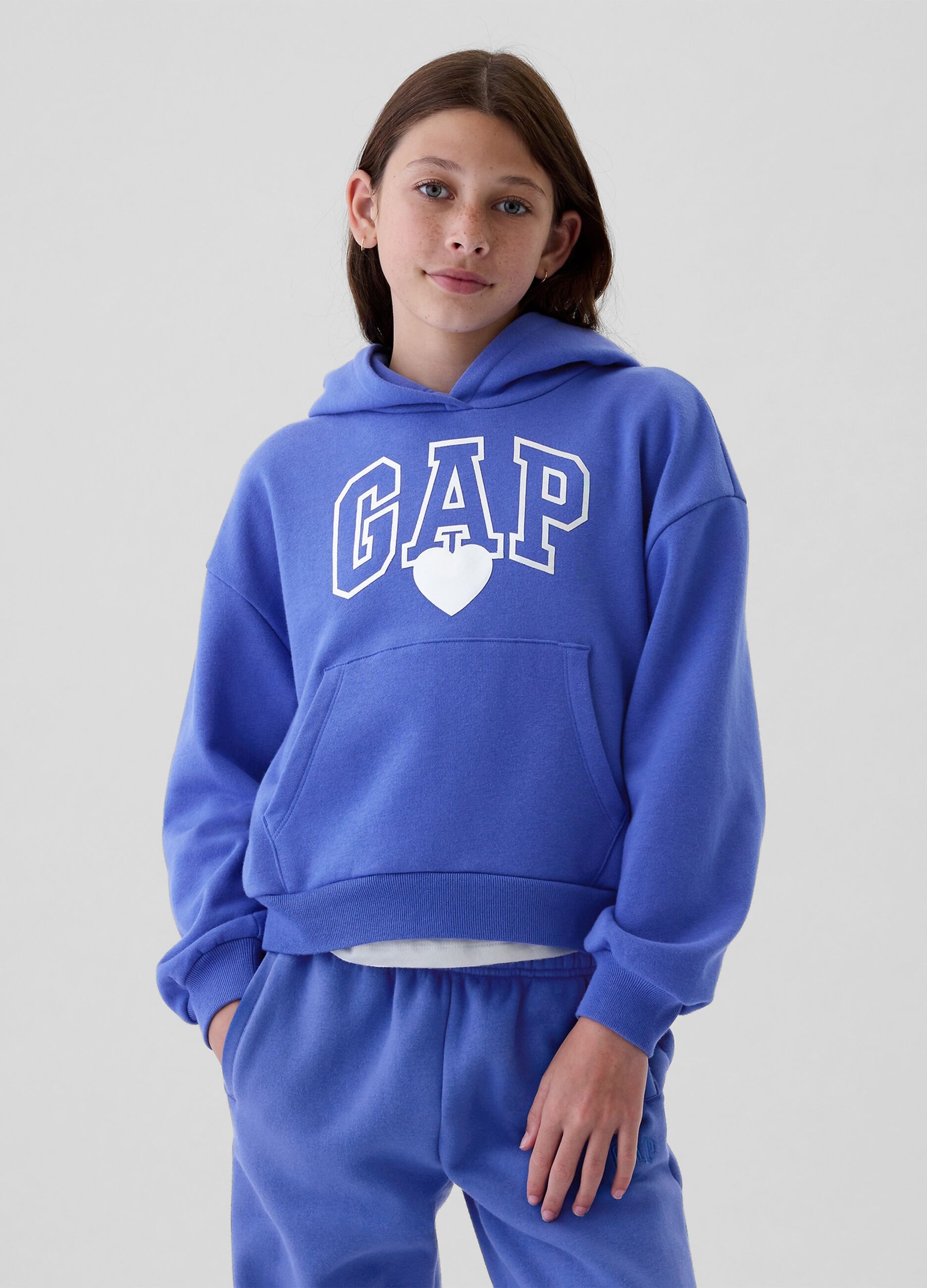 Crop sweatshirt with logo print and foil heart