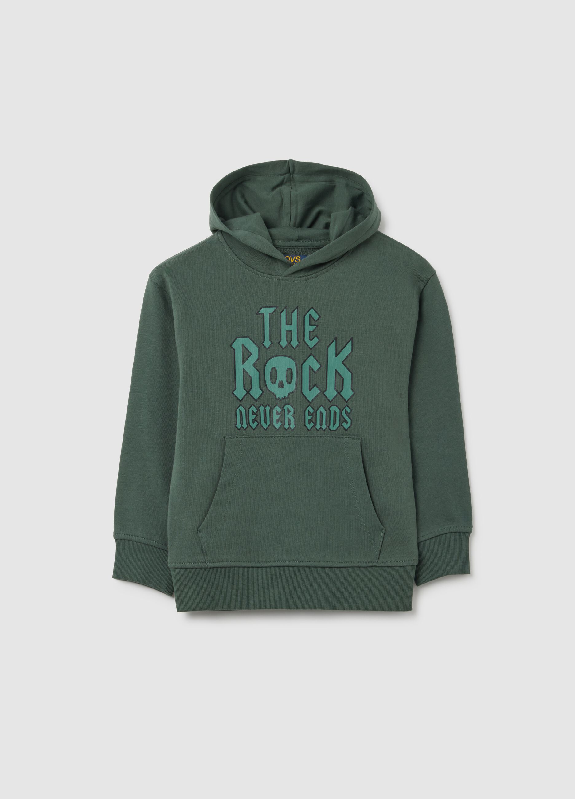 Felpa da bambino in puro cotone verde oversize