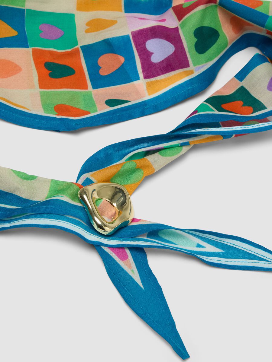 Multicolour pure cotton scarf with heart print_1