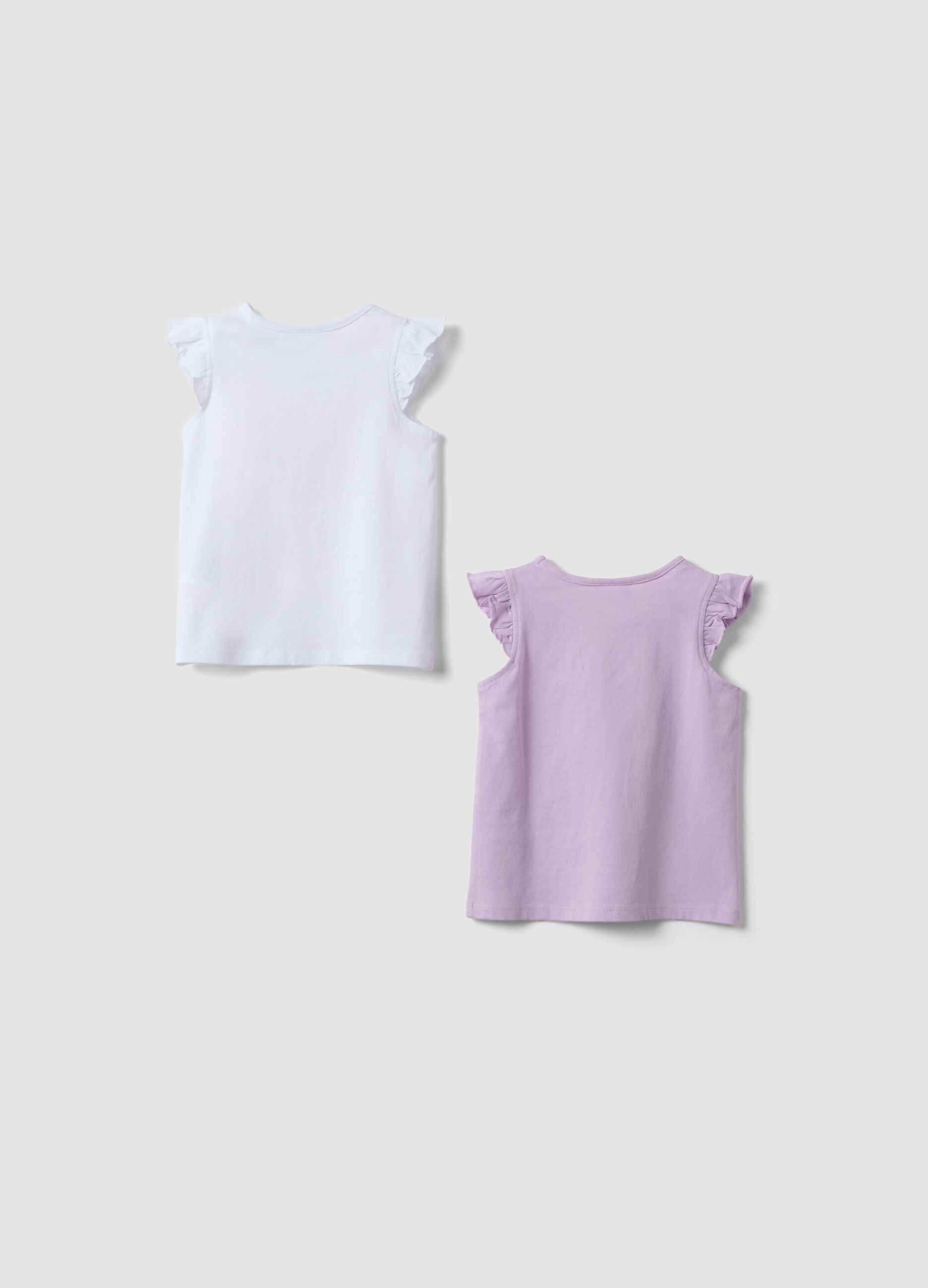 2-pack of pink pure cotton tank tops with ruffles