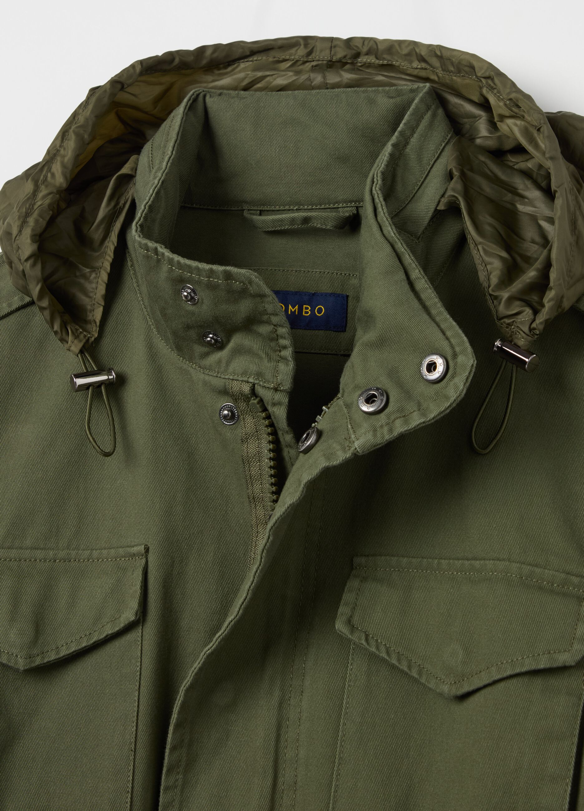 Short safari jacket with internal hood