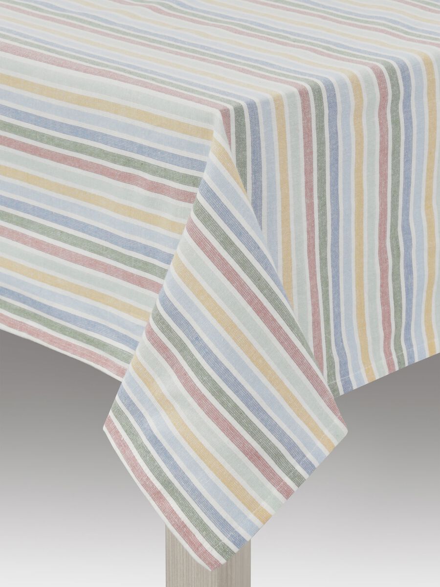 6-Seater tablecloth in striped cotton_0