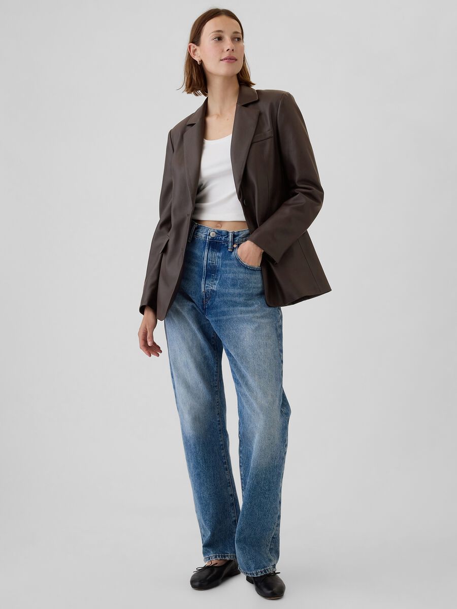 Single-breasted blazer with shiny effect_1