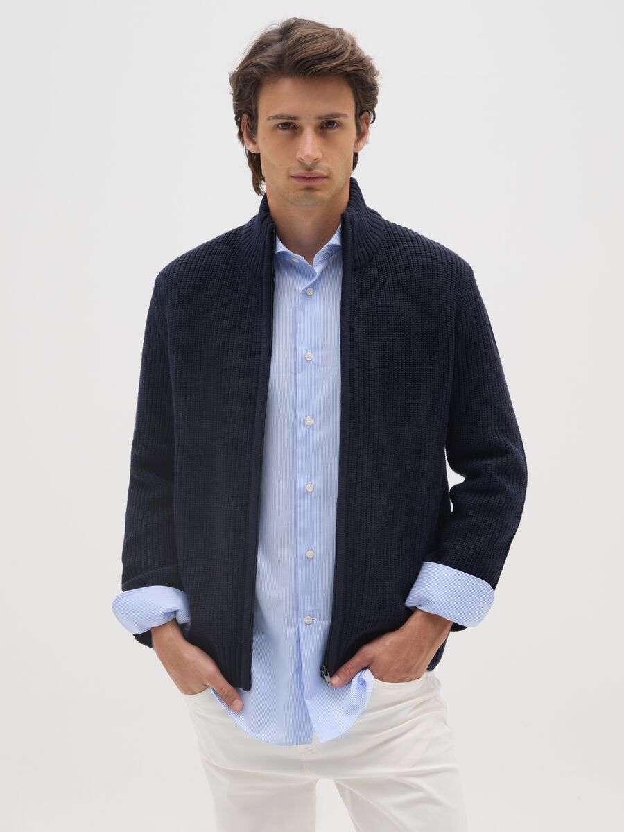 Blue Zip-Up Cardigan_0