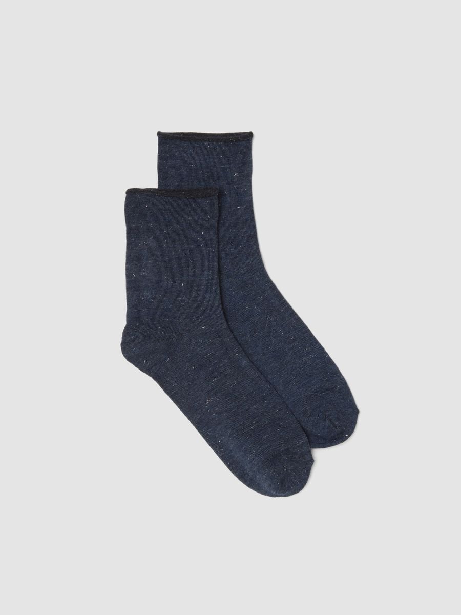 Blue marl stretch-viscose socks_0