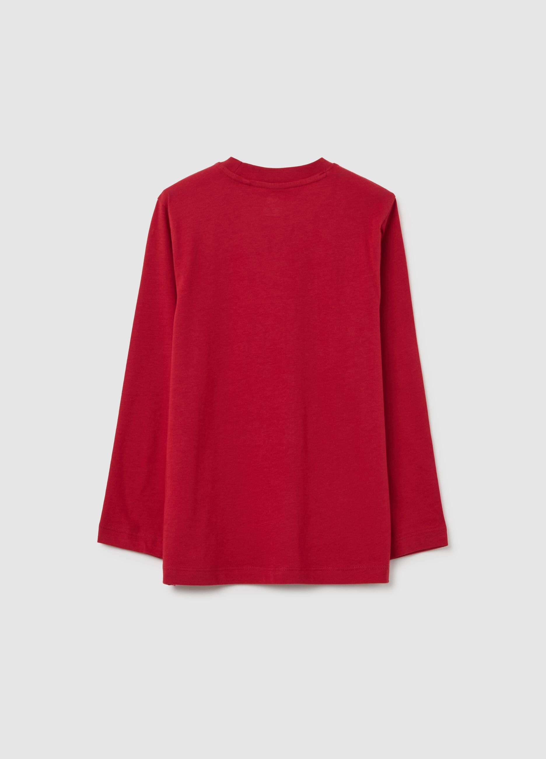 T-shirt da bambino in puro cotone rosso regular fit con stampa