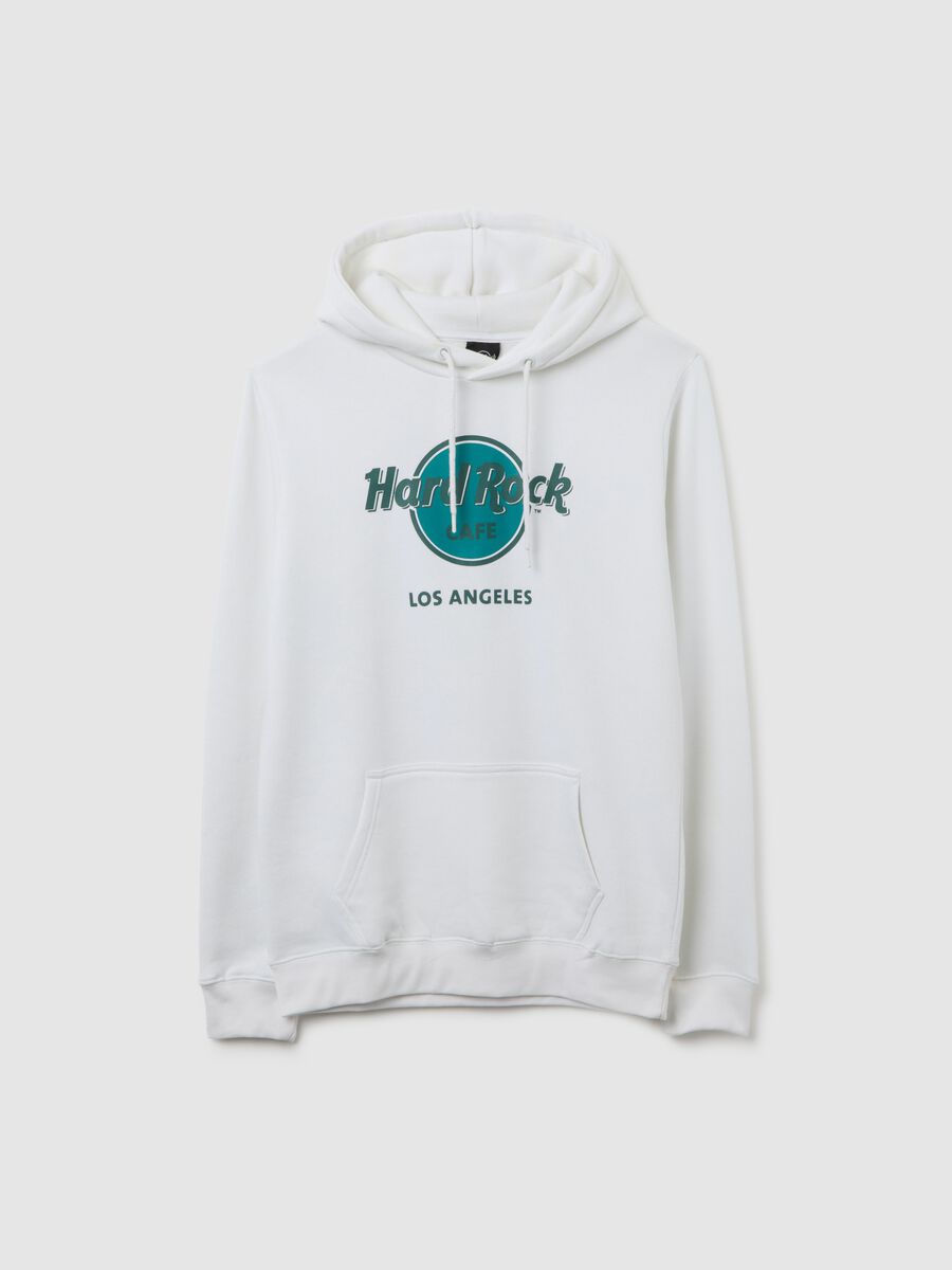 White Cotton Blend Hoodie with Hard Rock Cafe Logo_4