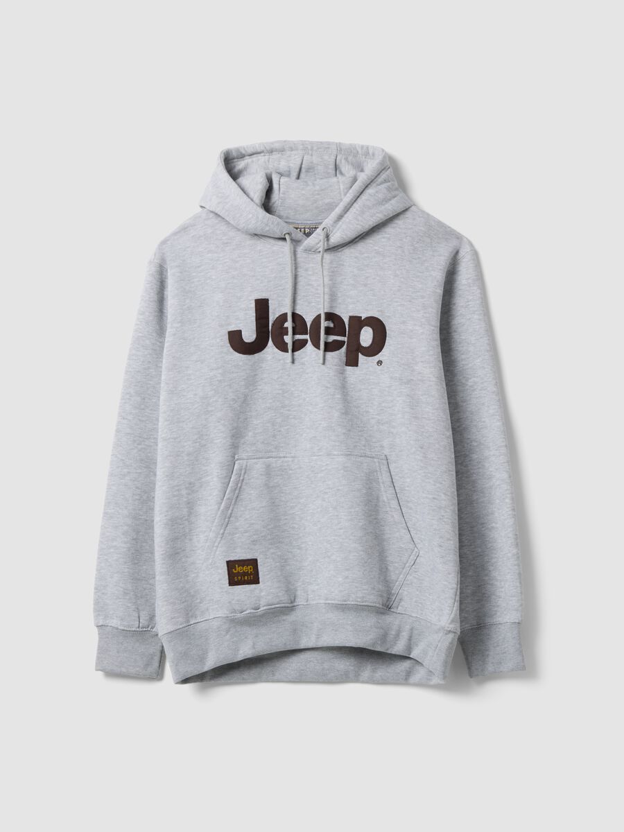 Felpa grigia in misto cotone con cappuccio e stampa Jeep relaxed fit_0