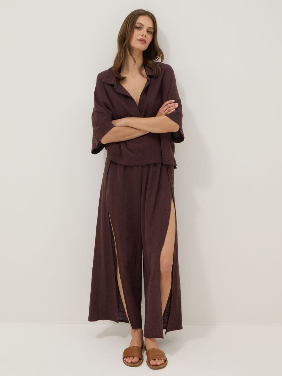 Brown pure cotton beach trousers_0