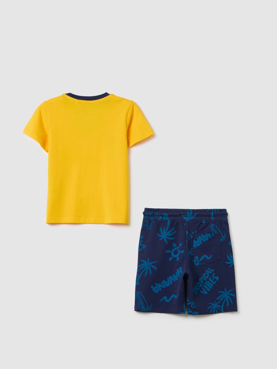 Children's cotton jogging set with yellow t-shirt and orange shorts_1