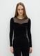 Black long-sleeve regular fit top with sheer details_2