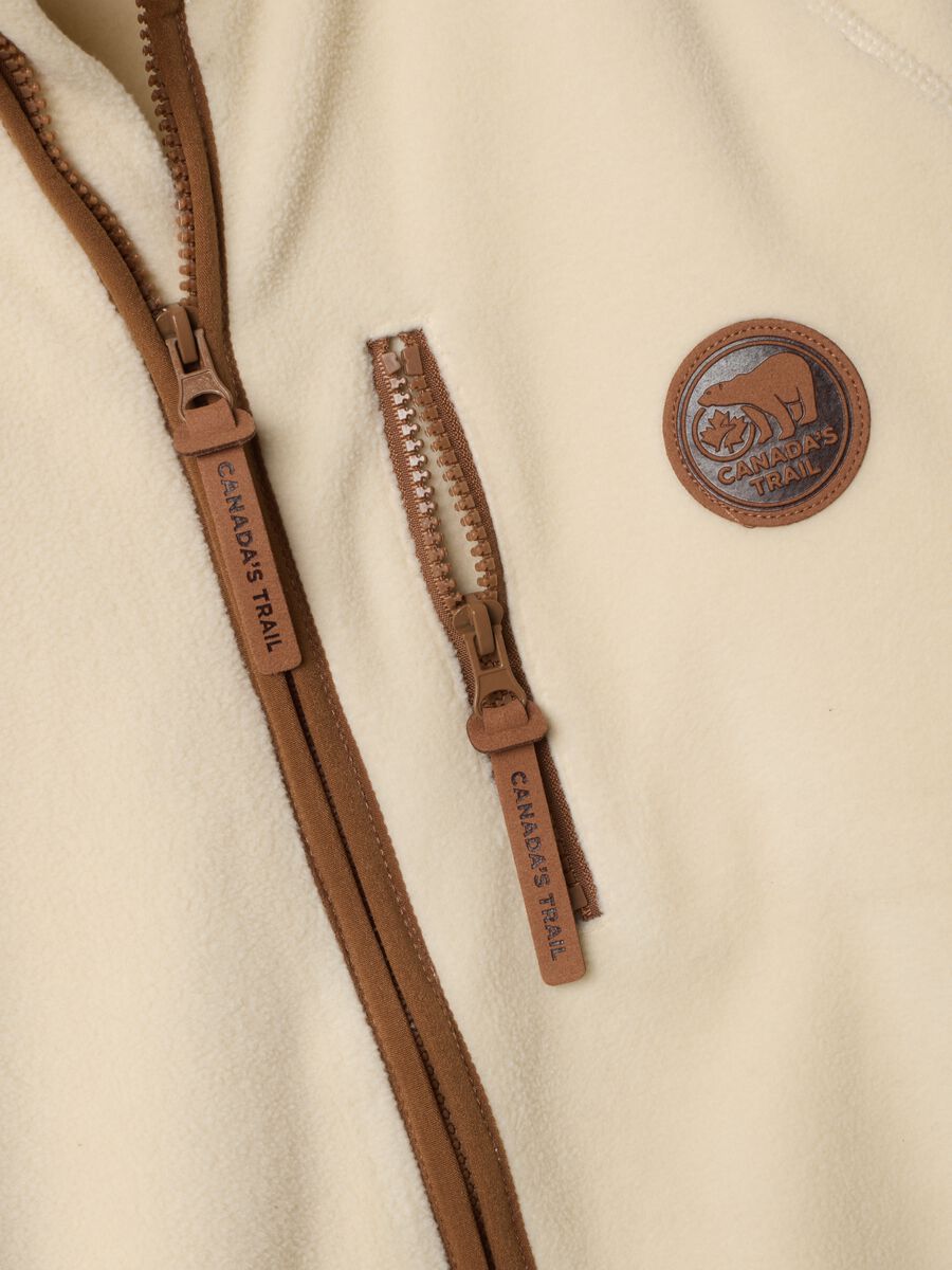 Beige heavyweight jacket with zip and contrast trims_1