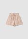 Girls' beige pure cotton shorts with floral print_0