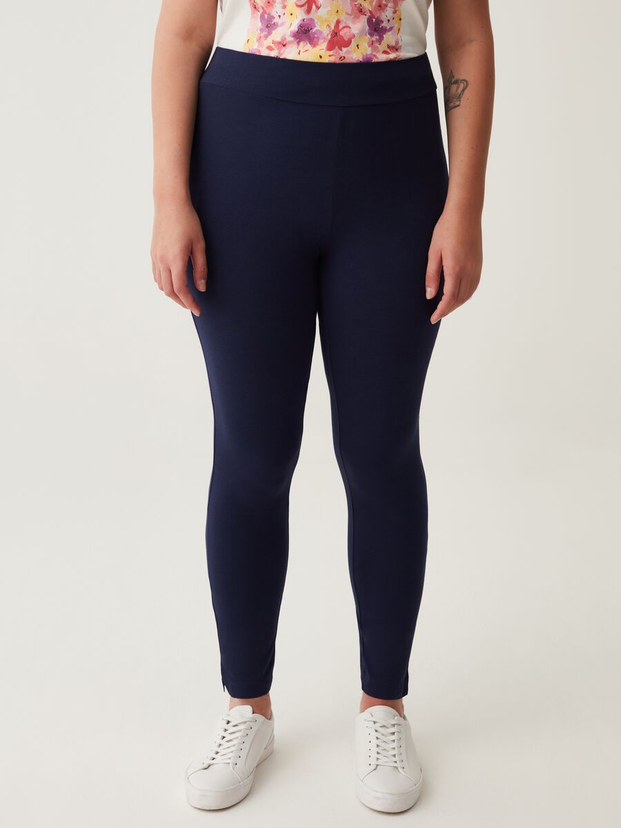 Leggings in cotone stretch tinta unita Curvy_1
