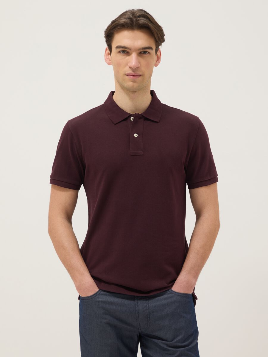 Polo in puro cotone viola slim fit_0