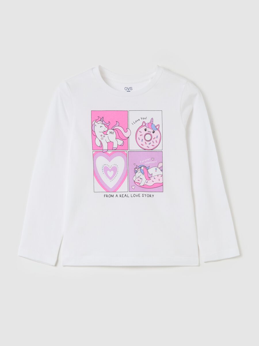 Long-sleeved T-shirt with unicorn print_0