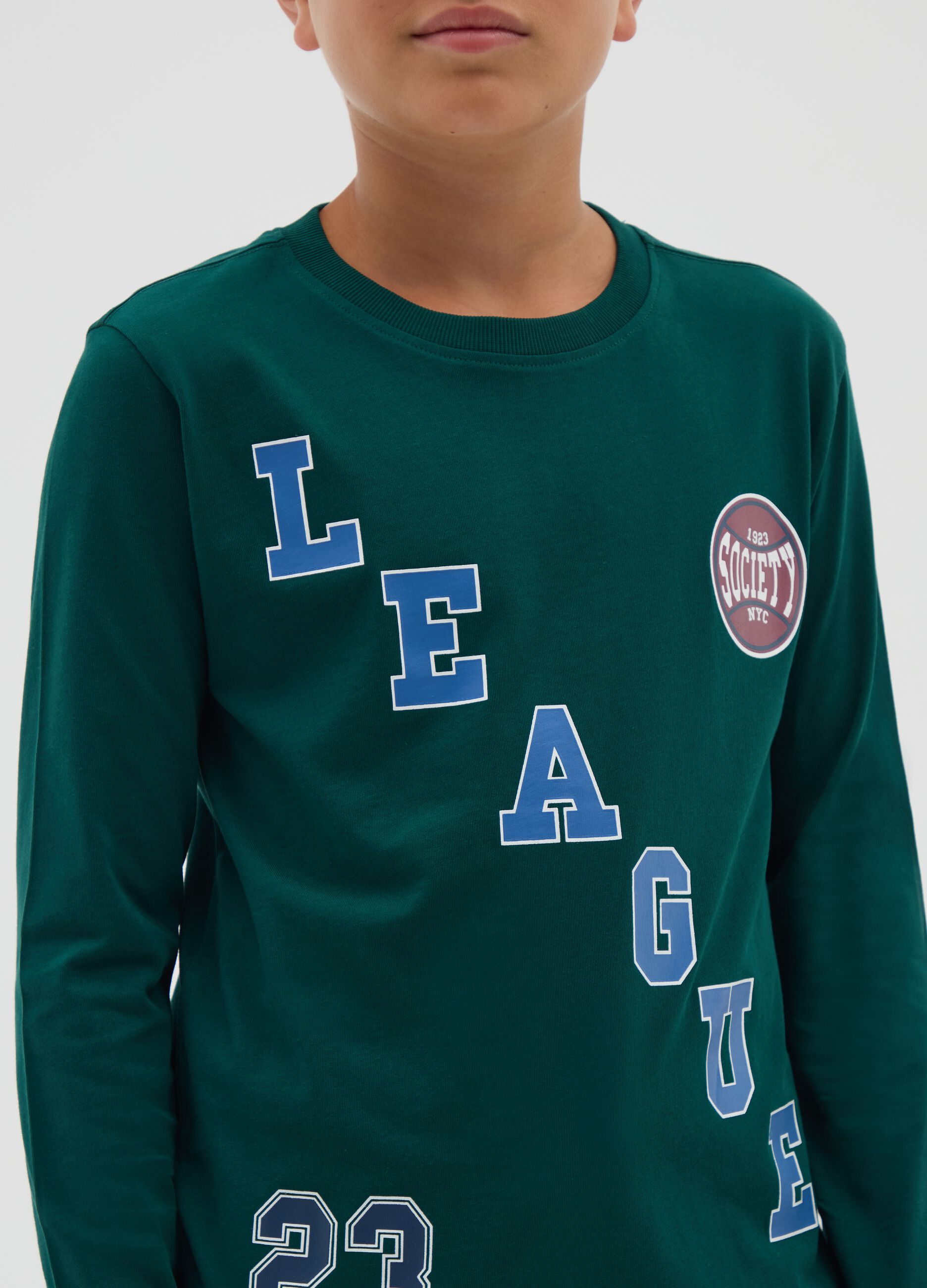 Boys' pure cotton green regular fit jumper