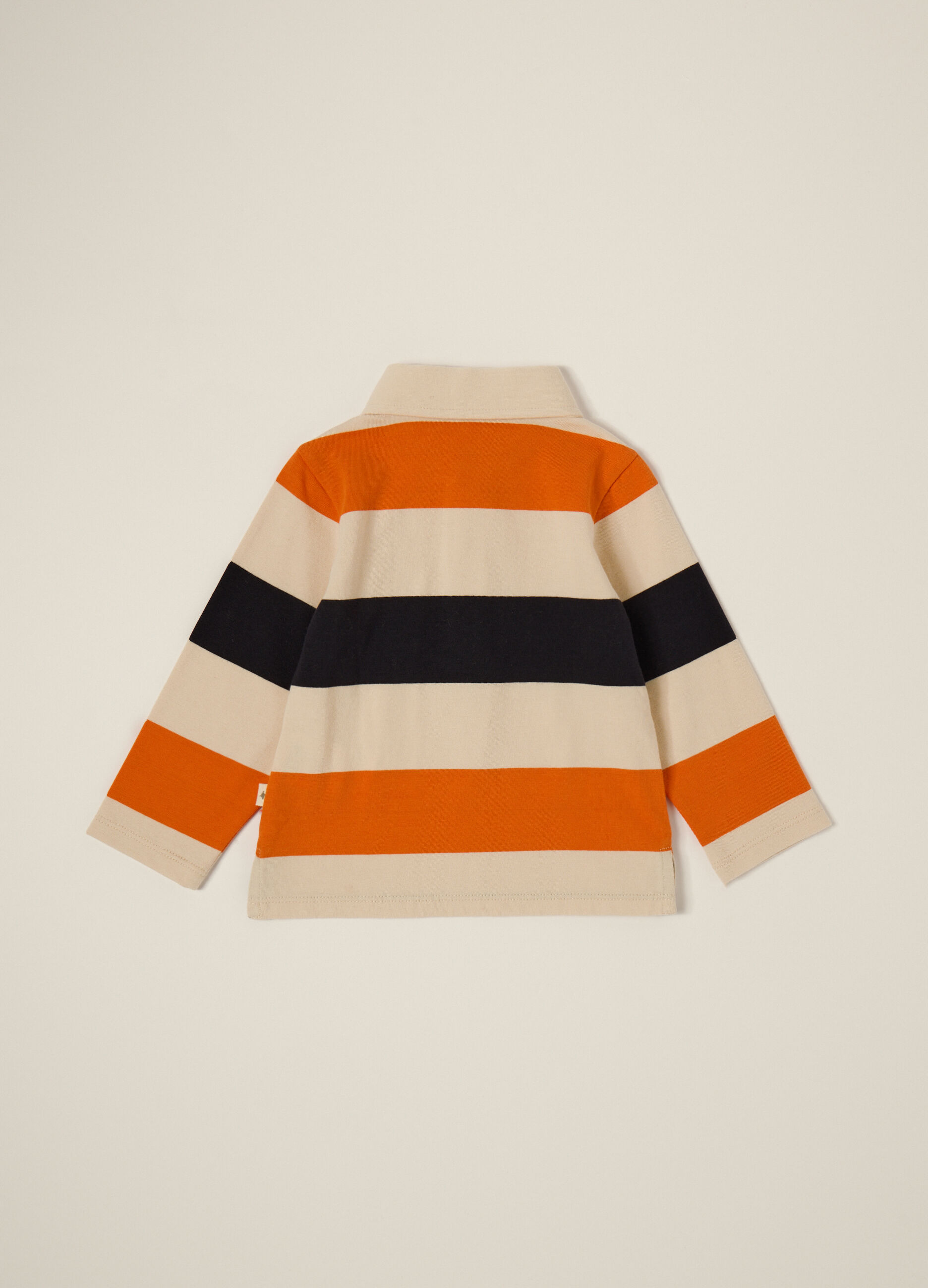 Beige long-sleeve cotton polo