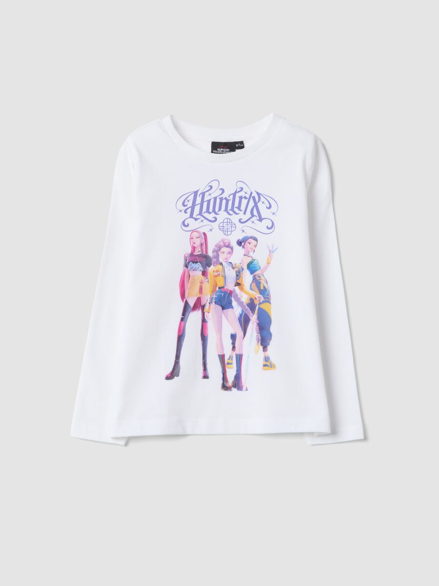 T-shirt bianca in puro cotone con stampa K-Pop Demon Hunters regular fit_0