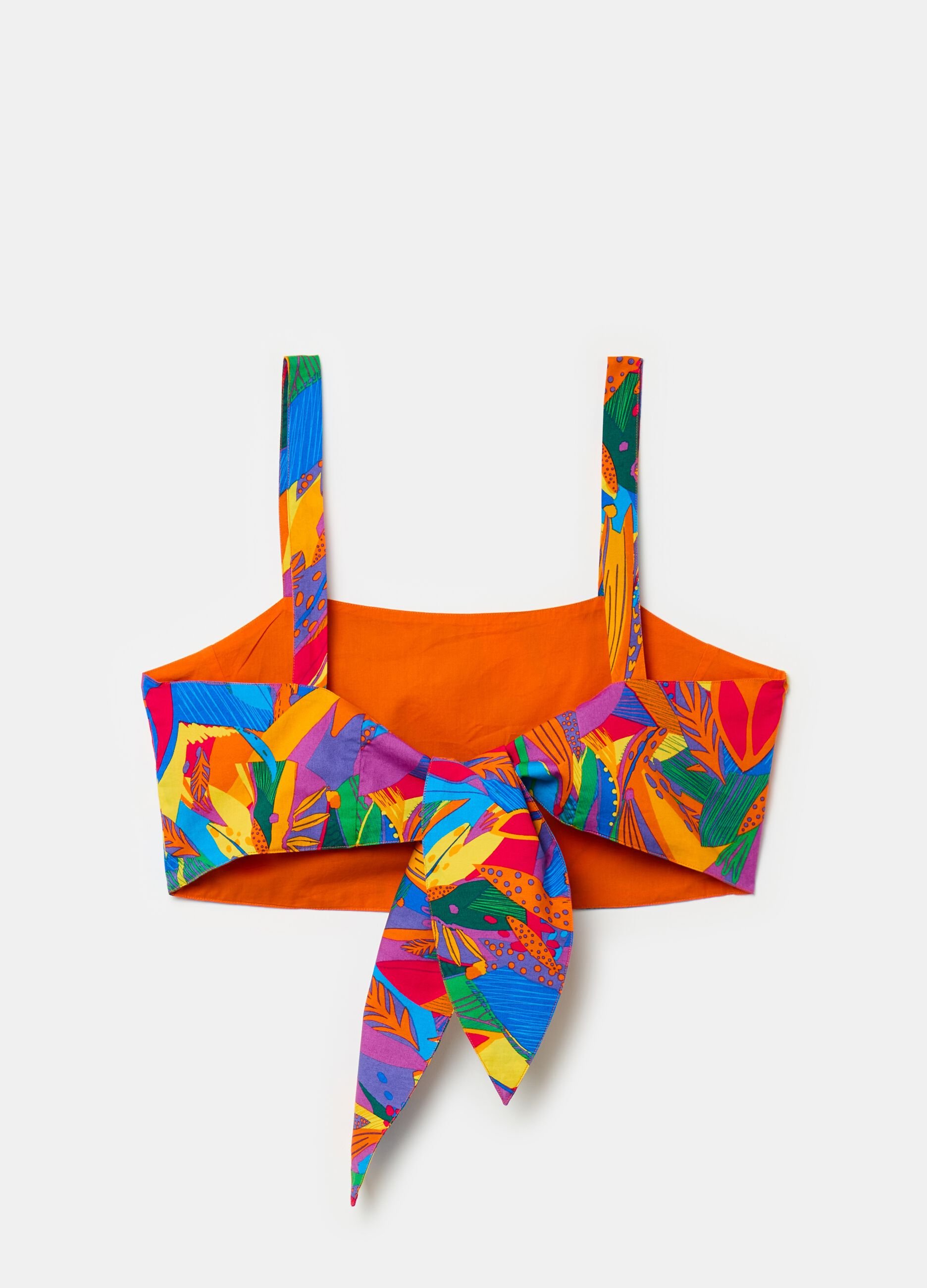 Crop top with tropical foliage print