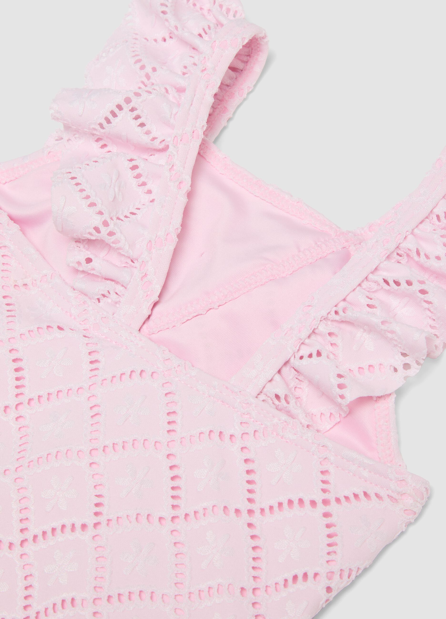 Pink ruffle swimsuit in stretchy fabric