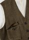 Brown herringbone wool and viscose blend waistcoat_1