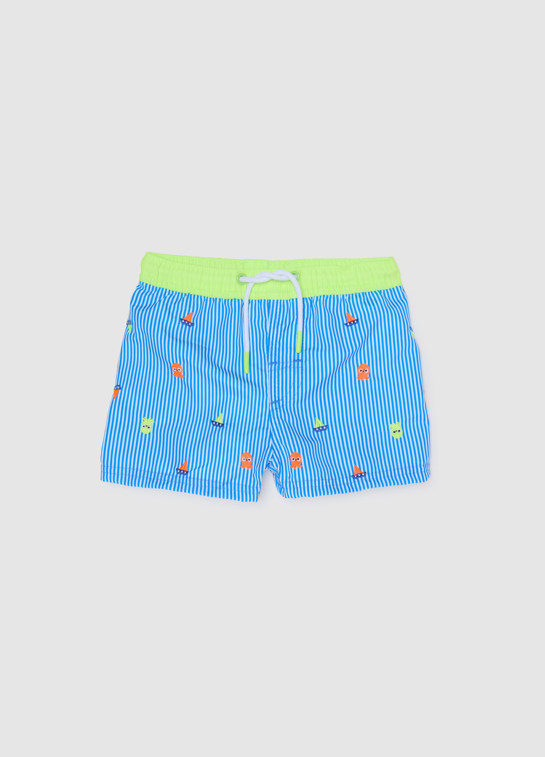 Boxer da neonato in misto multicolor a righe